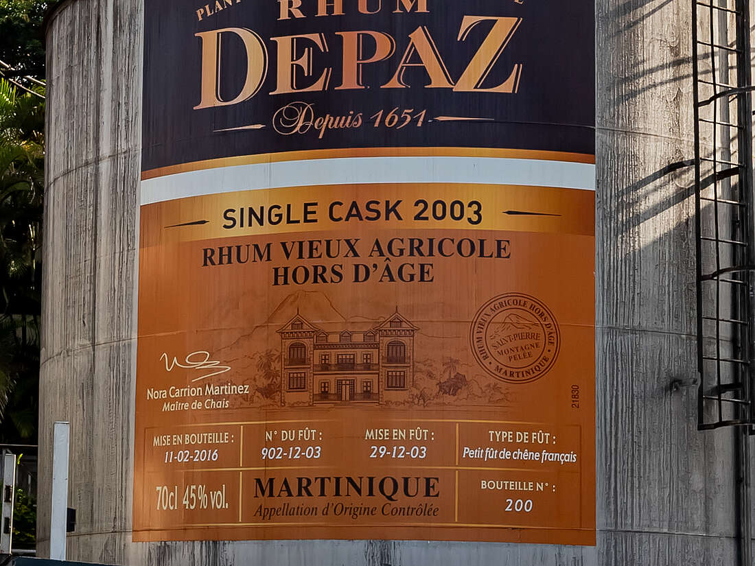AOC - Appellation d'Origine Contrôlée on the label of Depaz Rum